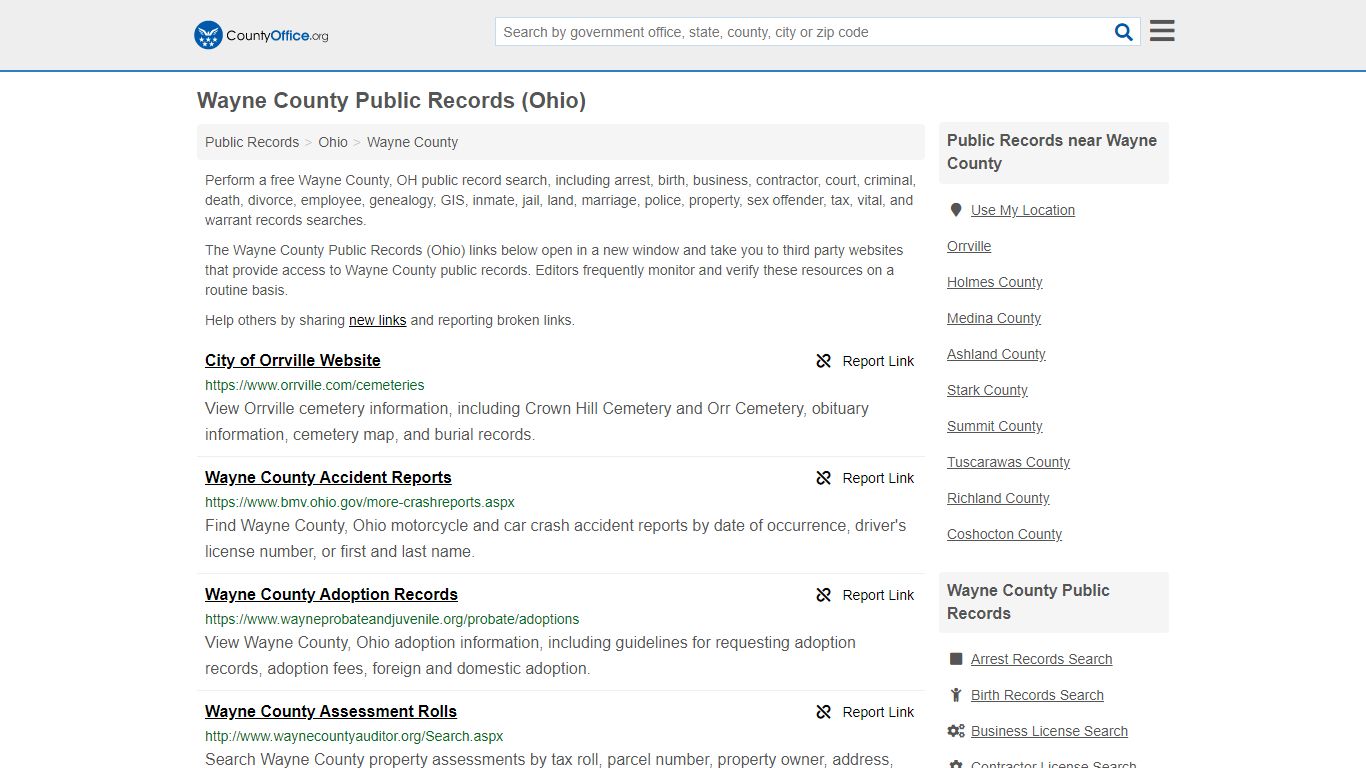Wayne County Public Records (Ohio) - County Office